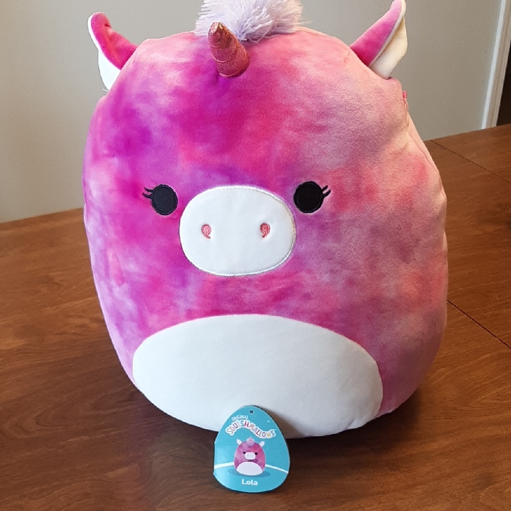 Lola Pink and White Squishmallow Unicorn 14"
